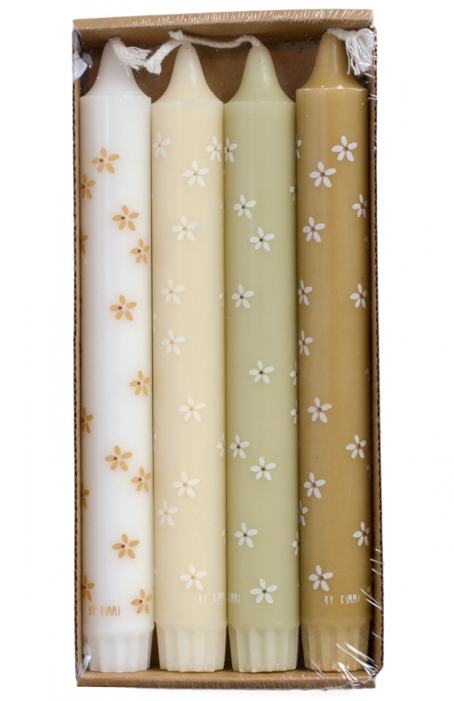 Stabkerzen Set mit Blumen Motiv 4er Set